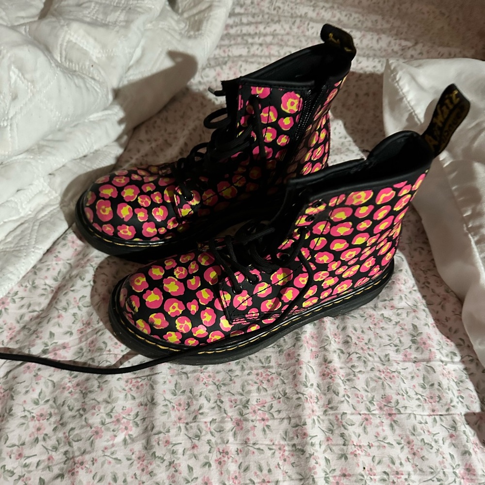 Dr. Martens Pink Floral Lace-Up Boots